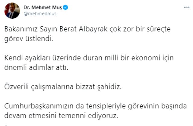 İstifa iddiası sonrası AK Parti'den Erdoğan'a Berat Albayrak çağrısı: Görevine devam etmesini temenni ediyoruz