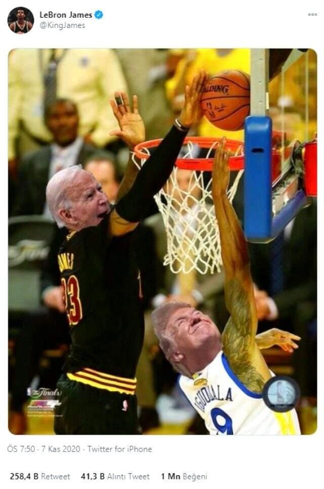 LeBron James, Biden'ın başkan seçilmesi sonrası yaptığı paylaşımlarla gündem oldu LeBron James, Biden'ın başkan seçilmesi sonrası yaptığı paylaşımlarla gündem oldu