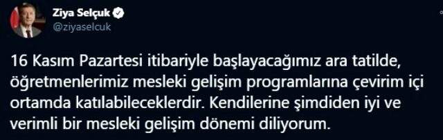 Son Dakika! 16 Kasım Pazartesi günü tüm öğrenciler için bir haftalık ara tatil başlıyor