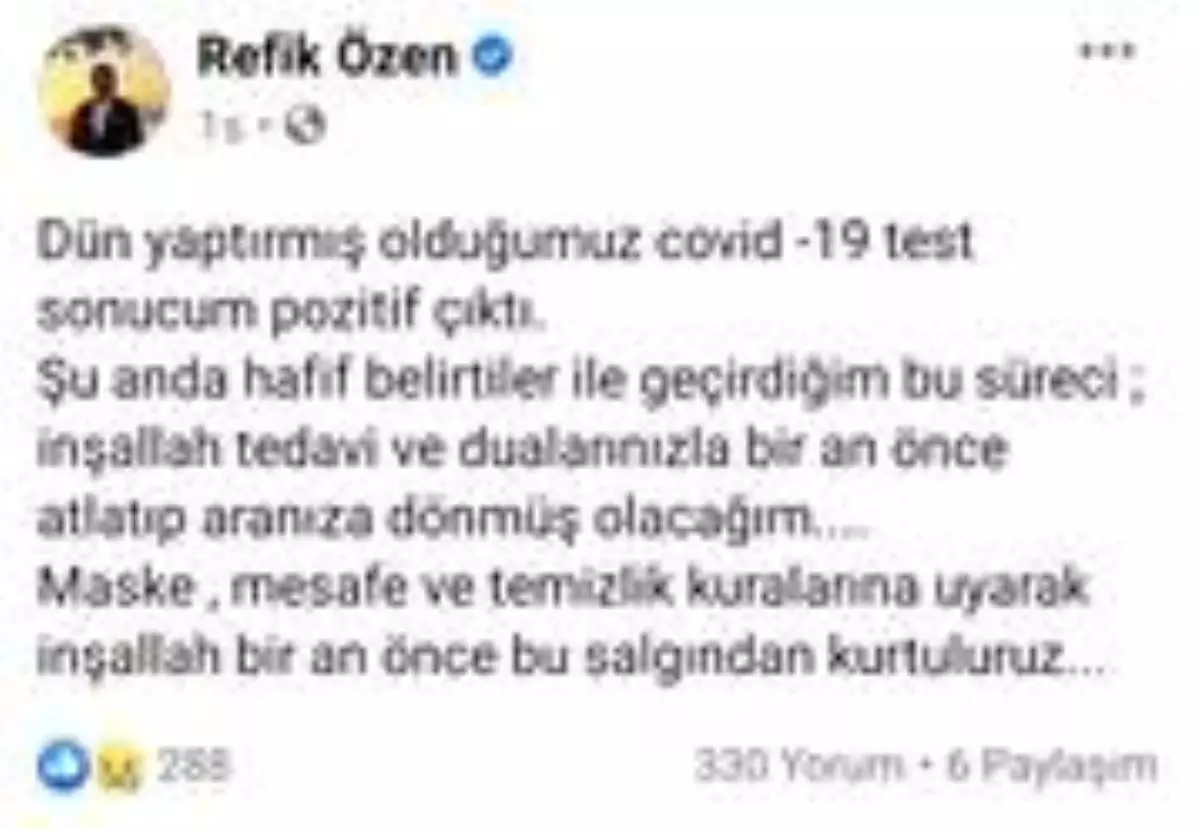 AK Parti Bursa Milletvekili Refik Özen korona virüse yakalandı
