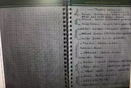 HDP binasında ele geçirilen PKK ajandasından, birçok eylemin faili teröristlerin bilgileri çıktı HDP binasında ele geçirilen PKK ajandasından, birçok eylemin faili teröristlerin bilgileri çıktı