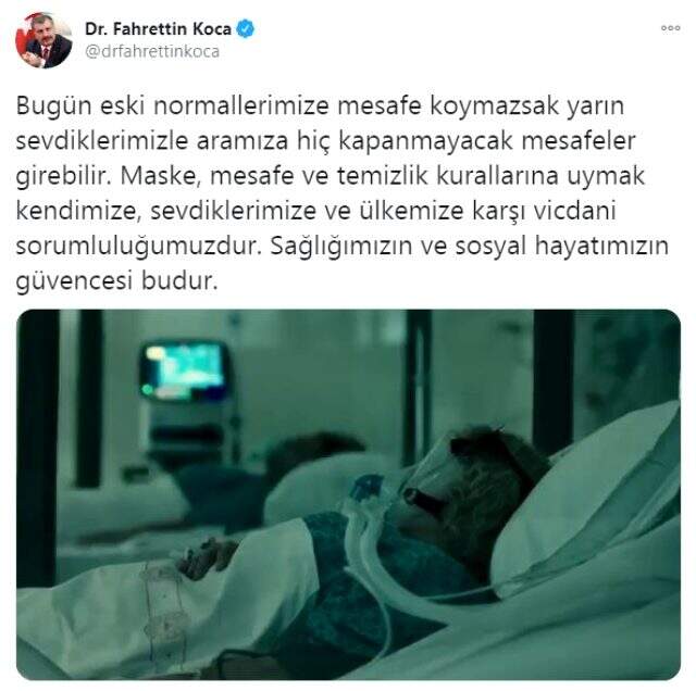 Bakan Koca, yoğun bakım görüntülerini paylaşıp servislerin zorluğuna dikkat çekti