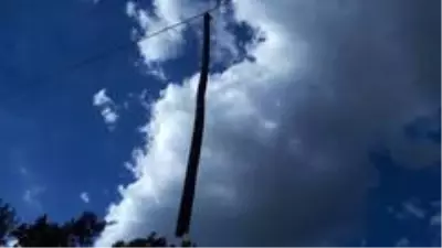 Fıkra gibi olay, telefon telleri direği taşıyor Fıkra gibi olay, telefon telleri direği taşıyor