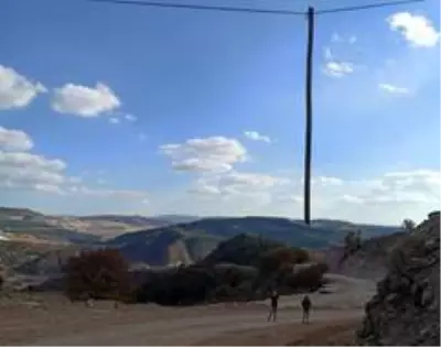 Fıkra gibi olay, telefon telleri direği taşıyor Fıkra gibi olay, telefon telleri direği taşıyor