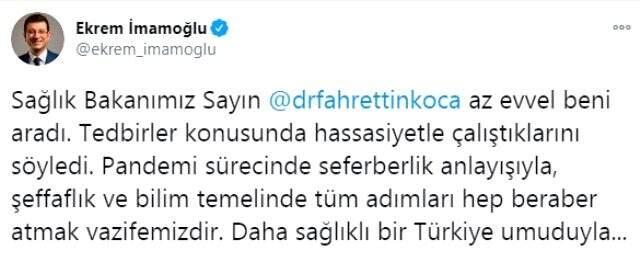 İmamoğlu, İstanbul'daki bugünkü bulaşıcı hastalık kaynaklı ölüm sayısını açıklayıp Bakan Koca'ya çağrıda bulundu İmamoğlu, İstanbul'daki bugünkü bulaşıcı hastalık kaynaklı ölüm sayısını açıklayıp Bakan Koca'ya çağrıda bulundu