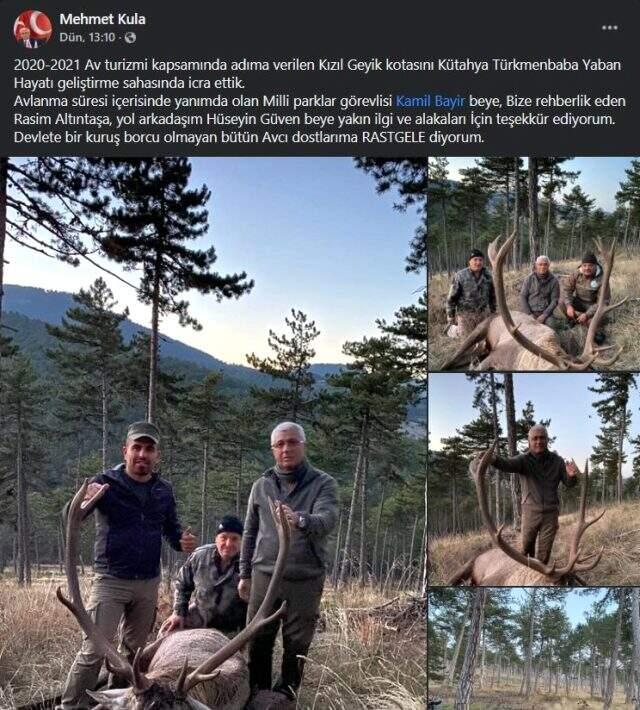 MHP'li eski Belediye Başkanı Mehmet Kula'nın kızıl geyik avı tepki çekti MHP'li eski Belediye Başkanı Mehmet Kula'nın kızıl geyik avı tepki çekti