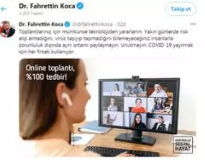 Son dakika haberleri | Bakan Koca'dan toplantılar için teknolojiden yararlanın tavsiyesi Son dakika haberleri | Bakan Koca'dan toplantılar için teknolojiden yararlanın tavsiyesi