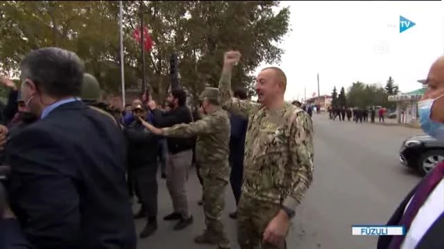 Azerbaycan Cumhurbaşkanı Aliyev, işgalden kurtarılan Fuzuli'de sevinç gösterileriyle karşılandı