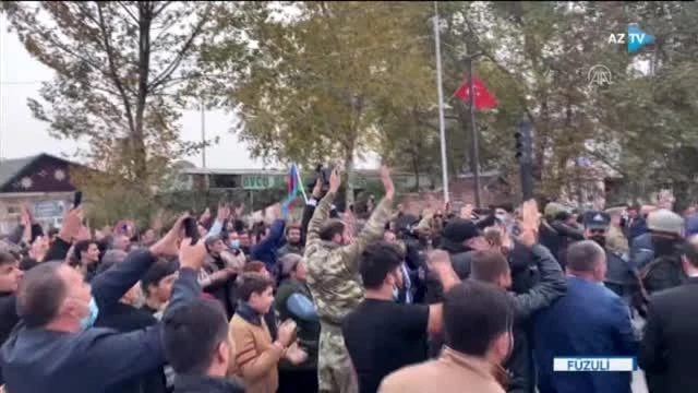 Azerbaycan Cumhurbaşkanı Aliyev, işgalden kurtarılan Fuzuli'de sevinç gösterileriyle karşılandı