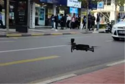 Manisa polisinden sesli droneli maske denetimi Manisa polisinden sesli droneli maske denetimi