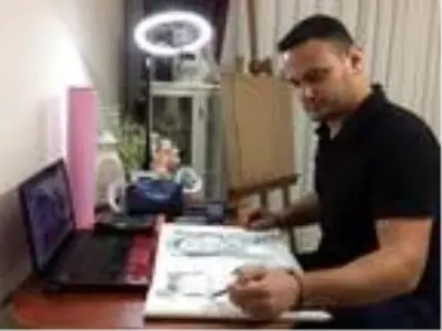 Depremin simgesi Elif ve Ayda, aynı karakalem çalışmasında Depremin simgesi Elif ve Ayda, aynı karakalem çalışmasında