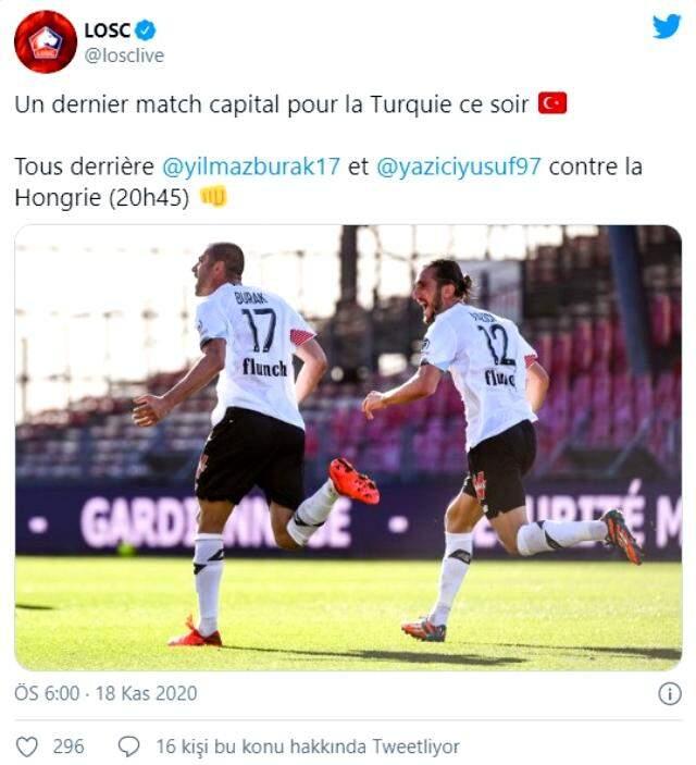 Lille'den Burak ve Yusuf'a kritik maç öncesi destek: Macaristan karşısında arkanızdayız Lille'den Burak ve Yusuf'a kritik maç öncesi destek: Macaristan karşısında arkanızdayız