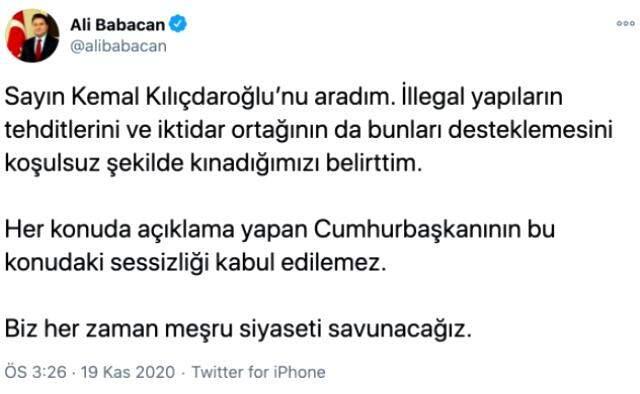 Kılıçdaroğlu ve Çakıcı arasındaki atışmaya Babacan da dahil oldu