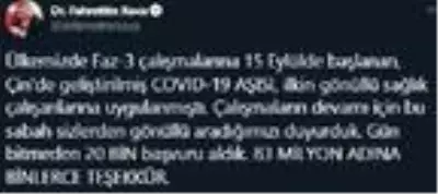 Son dakika haberleri: Bakan Koca'dan aşı gönüllülerine teşekkür mesajı Son dakika haberleri: Bakan Koca'dan aşı gönüllülerine teşekkür mesajı