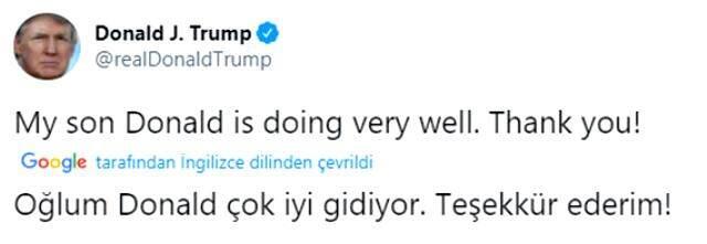 ABD Başkanı Trump'ın oğlu Donald Trump Jr. koronavirüse yakalandı ABD Başkanı Trump'ın oğlu Donald Trump Jr. koronavirüse yakalandı