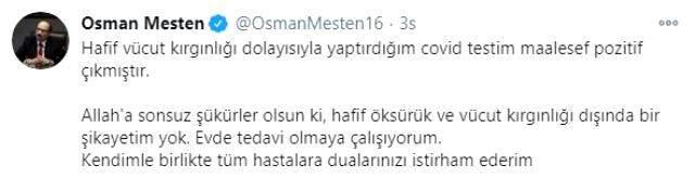 AK Parti Bursa Milletvekili Osman Mesten'in koronavirüs testi pozitif çıktı
