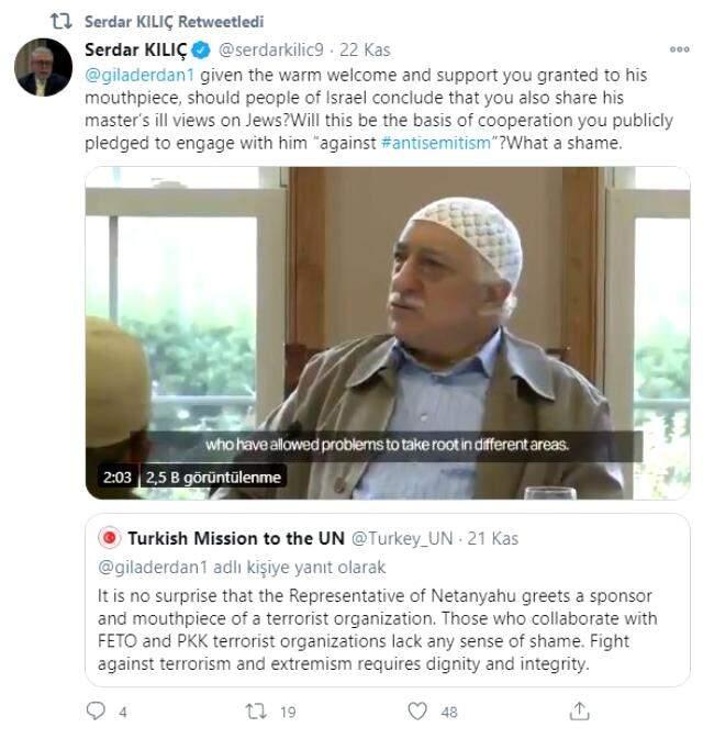 FETÖ'cü Enes Kanter ile fotoğraf çektiren İsrail'in Birleşmiş Milletler temsilcisine tepki yağdı FETÖ'cü Enes Kanter ile fotoğraf çektiren İsrail'in Birleşmiş Milletler temsilcisine tepki yağdı