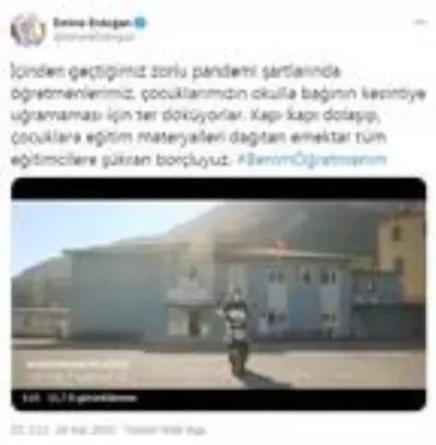 Emine Erdoğan, motosikletini EBA destek aracı yapan öğretmeni paylaştı Emine Erdoğan, motosikletini EBA destek aracı yapan öğretmeni paylaştı