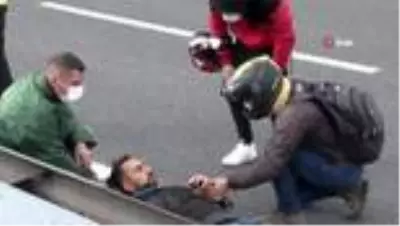 E-5 karayolunda otomobil motosikletliye çarpıp kaçtı E-5 karayolunda otomobil motosikletliye çarpıp kaçtı