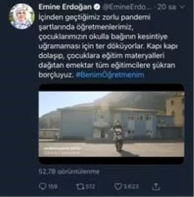 Son dakika haber: Emine Erdoğan, Sakaryalı fedakar öğretmenin videosunu sosyal medyada paylaştı Son dakika haber: Emine Erdoğan, Sakaryalı fedakar öğretmenin videosunu sosyal medyada paylaştı