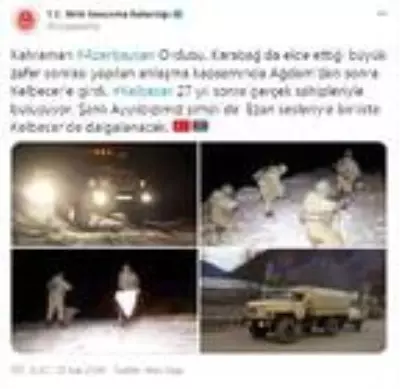 MSB: Azerbaycan ordusu Ağdam'dan sonra Kelbecer'e girdi MSB: Azerbaycan ordusu Ağdam'dan sonra Kelbecer'e girdi