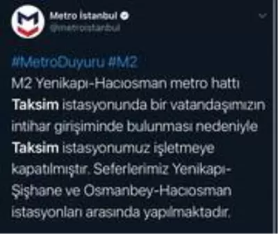 Taksim metrosunda intihar girişimi: Seferler durdu Taksim metrosunda intihar girişimi: Seferler durdu