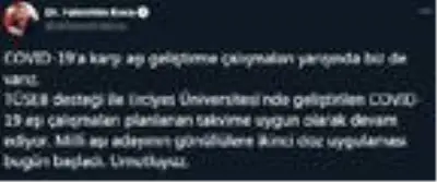 Bakan Koca'dan 'aşı geliştirme çalışmaları yarışında biz de varız' paylaşımı Açıklaması Bakan Koca'dan 'aşı geliştirme çalışmaları yarışında biz de varız' paylaşımı Açıklaması