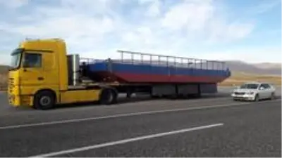 Baraj dubasının Trabzon'dan Adana'ya 750 km'lik zorlu yolculuğu Baraj dubasının Trabzon'dan Adana'ya 750 km'lik zorlu yolculuğu