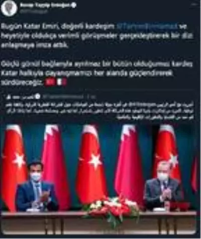 Cumhurbaşkanı Erdoğan: Kardeş Katar halkıyla dayanışmamızı her alanda güçlendirerek sürdüreceğiz Cumhurbaşkanı Erdoğan: Kardeş Katar halkıyla dayanışmamızı her alanda güçlendirerek sürdüreceğiz
