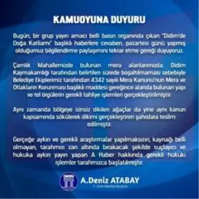 Didim Belediyesi'nden doğa katliamı ile ilgili basın açıklaması Didim Belediyesi'nden doğa katliamı ile ilgili basın açıklaması