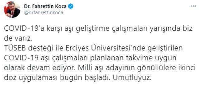 Son Dakika: Yerli koronavirüs aşısında gönüllülere ikinci doz uygulaması başladı Son Dakika: Yerli koronavirüs aşısında gönüllülere ikinci doz uygulaması başladı
