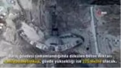 Türkiye'nin en yüksek barajının tamamlanmasına 25 metre kaldı Türkiye'nin en yüksek barajının tamamlanmasına 25 metre kaldı