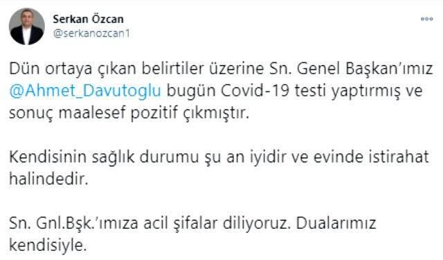 Son Dakika: Ahmet Davutoğlu koronavirüse yakalandı Son Dakika: Ahmet Davutoğlu koronavirüse yakalandı
