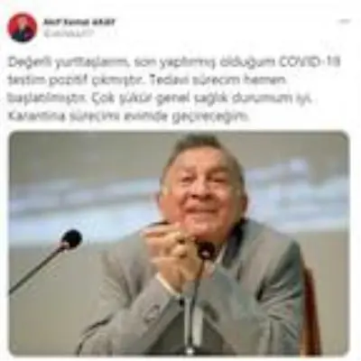 Testi pozitif çıkan başkan Akay vatandaşları uyardı Testi pozitif çıkan başkan Akay vatandaşları uyardı