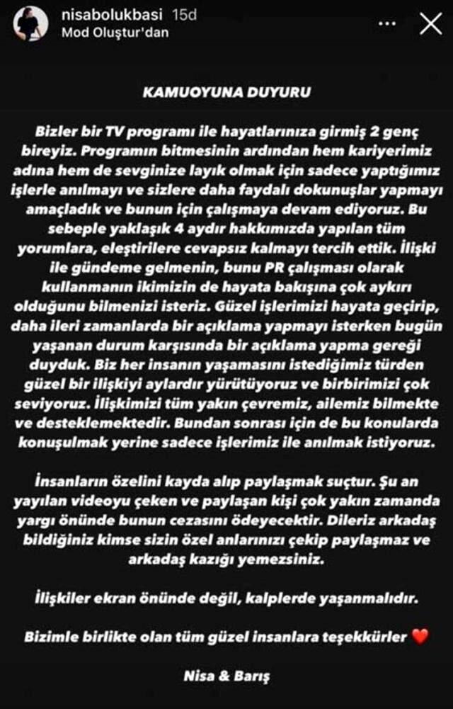 Aşk iddialarını sürekli yalanlayan Barış Murat Yağcı ve Nisa Bölükbaşı, dudak dudağa görüntülendi Aşk iddialarını sürekli yalanlayan Barış Murat Yağcı ve Nisa Bölükbaşı, dudak dudağa görüntülendi