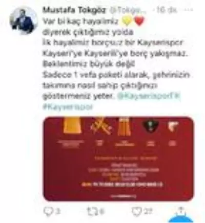 Kayserispor'dan 'Vefa Paketi' kampanyası Kayserispor'dan 'Vefa Paketi' kampanyası