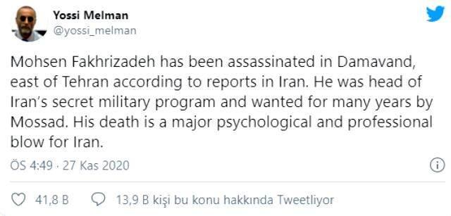 Trump'tan İranlı bilim insanı Fahrizade'nin öldürülmesine ilişkin yorumsuz paylaşım Trump'tan İranlı bilim insanı Fahrizade'nin öldürülmesine ilişkin yorumsuz paylaşım