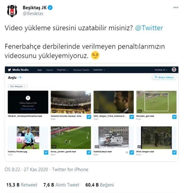 Beşiktaş'tan Fenerbahçe'ye maç sonu çifte gönderme Beşiktaş'tan Fenerbahçe'ye maç sonu çifte gönderme