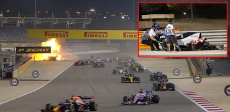 Formula 1'de korkunç kaza! Romain Grosjean'ın aracı ikiye bölündü