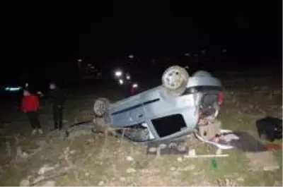 Takla atan otomobilin sürücüsü ağır yaralandı Takla atan otomobilin sürücüsü ağır yaralandı