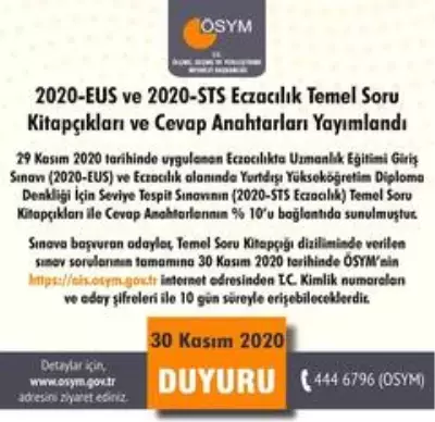 2020 EUS ve 2020 STS soru kitapçığı ve cevap anahtarı yayımlandı 2020 EUS ve 2020 STS soru kitapçığı ve cevap anahtarı yayımlandı