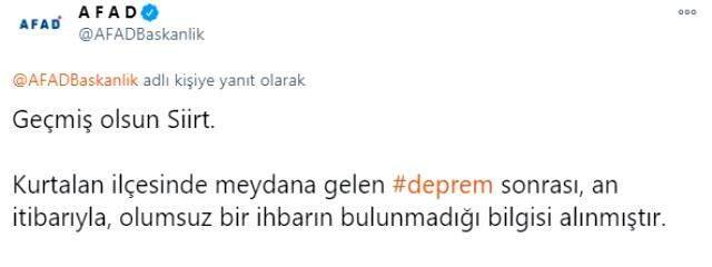 Son Dakika! Siirt'in Kurtalan ilçesinde saat 08.45'te 5 büyüklüğünde deprem