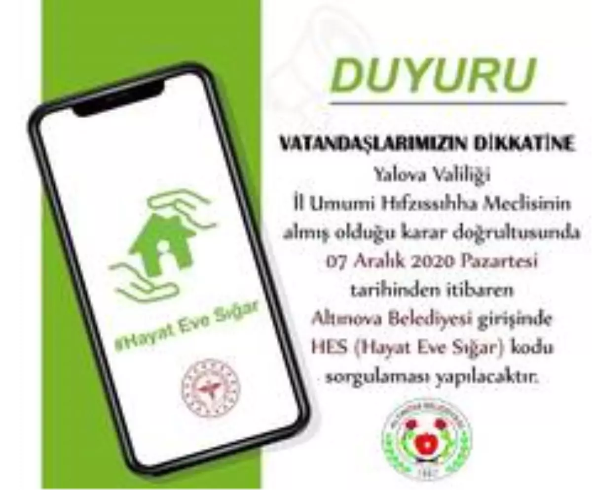 Altınova Belediyesi'nde HES kodu uygulaması başlıyor