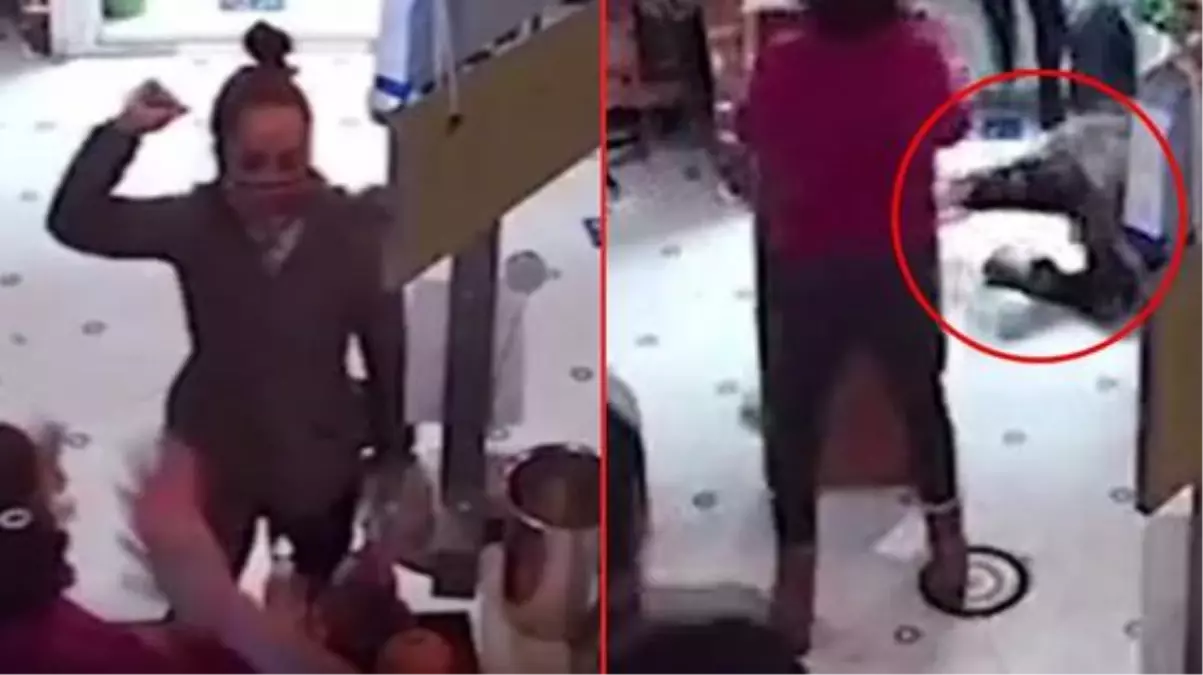 Torununa dezenfektan fırlatan kadını masayla dövdü! O anlar kamerada