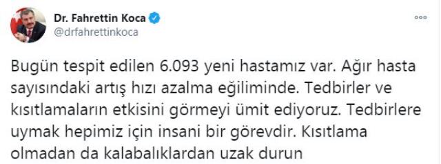 Son Dakika: Türkiye'de 6 Aralık günü koronavirüs nedeniyle 195 kişi vefat etti, 30 bin 402 vaka tespit edildi