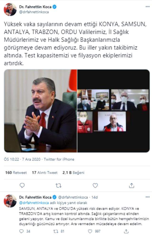 Bakan Koca'dan vaka sayısı yüksek olan 5 il için bir uyarı daha: Yüksek risk devam ediyor