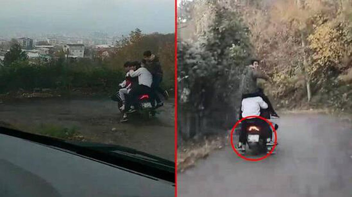 Sokağa çıkma kısıtlamasını motosiklete 6 kişi binerek delen gençler, maskeyi de plakaya taktılar