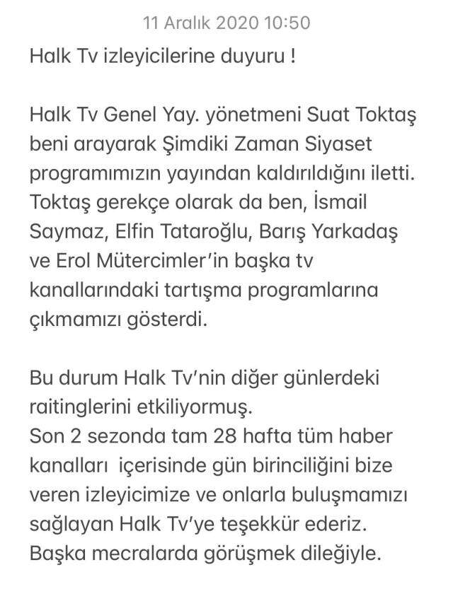Halk TV Şimdiki Zaman Siyaset programı neden yayından kaldırıldı? Halk TV Genel Yayın Yönetmeni Suat Toktaş kimdir?