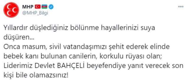 Bahçeli'nin sözleri sonrası MHP ve HDP sosyal medya üzerinden atıştı