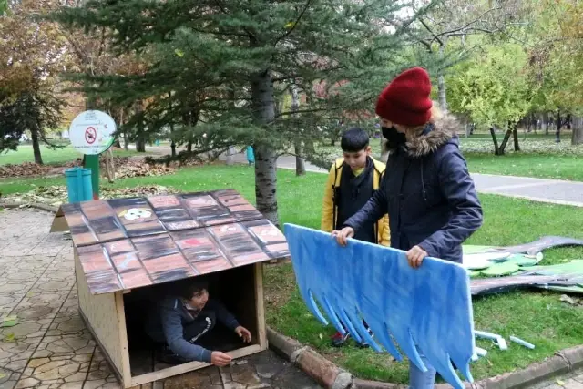 Kullanamadıkları dekorları sokak hayvanları için kulübeye dönüştürdüler